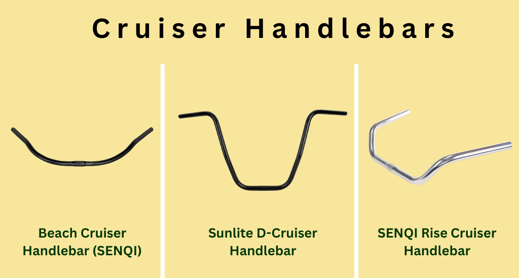 Cruiser, mustache, and beach bike handlebars compared for upright comfort, relaxed control, and casual riding.
