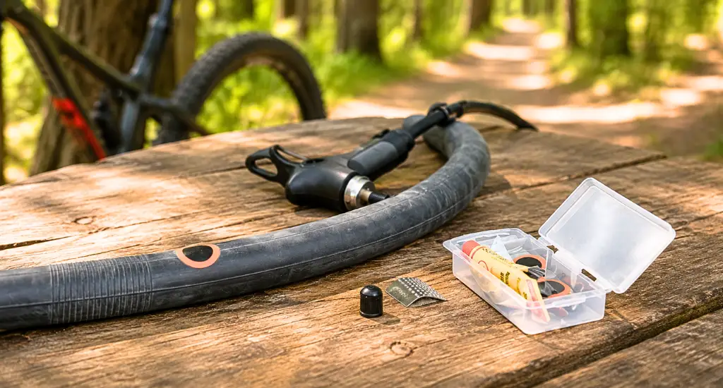 Bicycle inner tube patch kit for repairing punctures